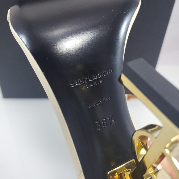 NWT$1,500 Saint Laurent YSL Opyum 110mm Logo High Heels Leather Sandal Sz 8.5 - Picture 15 of 16